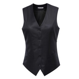 WC024 訂購酒店銀行女制服西裝背心  設計商務修身馬甲 度身訂造西裝背心 西裝背心專門店 黑色 WC024 訂購酒店銀行女制服西裝背心  設計商務修身馬甲 度身訂造西裝背心 西裝背心專門店 黑色